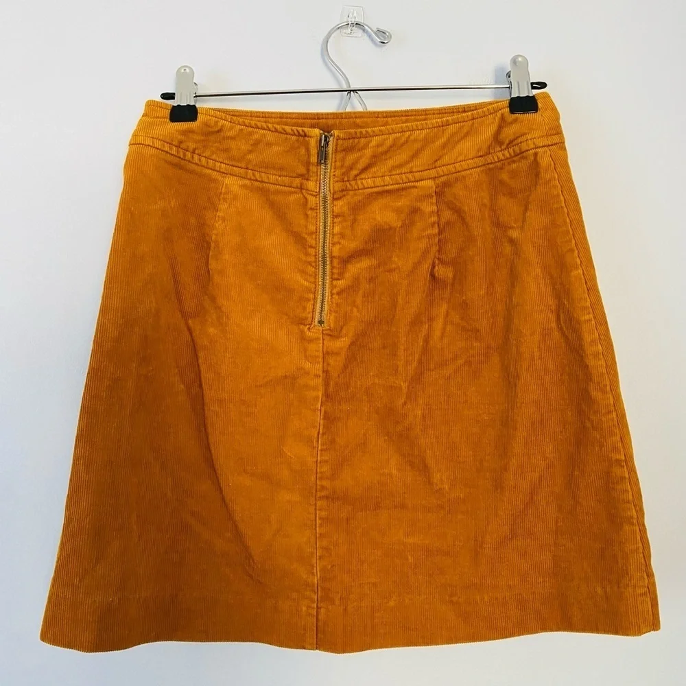 J Crew Factory Mustard Corduroy Skirt, Sz 0, Preppy Corduroy A Line Mini Skirt - Picture 2 of 7